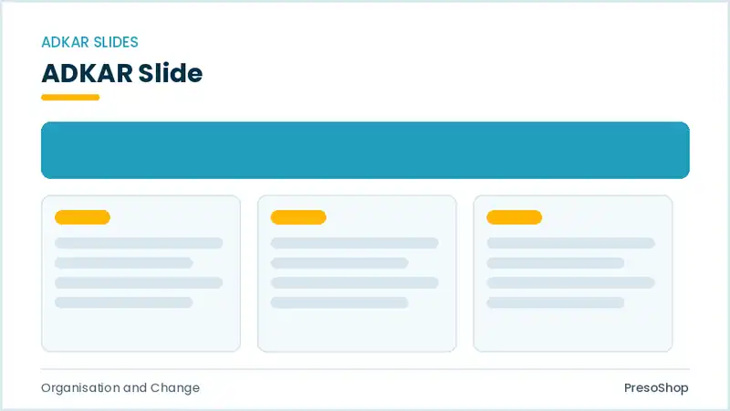 Editable PowerPoint adkar slide template, built from recolourable native shapes for organisation and change decks