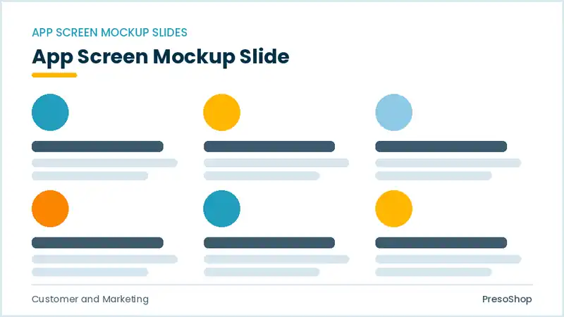 Editable PowerPoint app screen mockup slide template, built from recolourable native shapes for customer and marketing decks