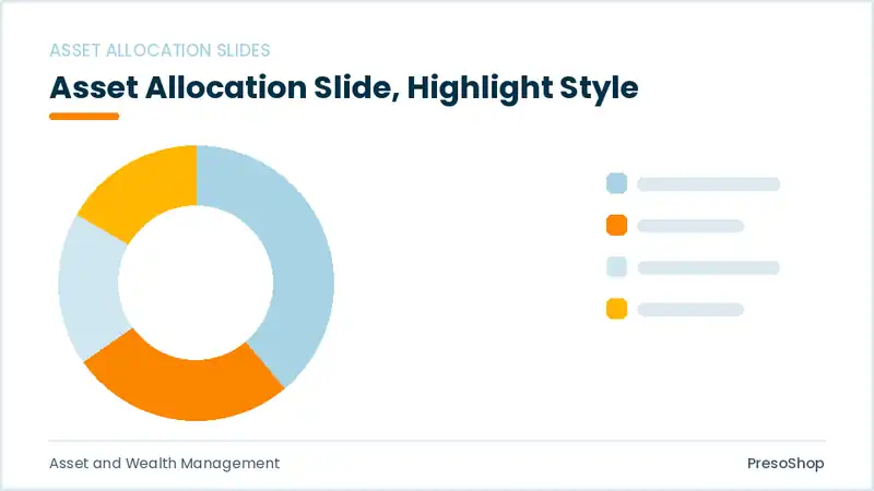Editable PowerPoint asset allocation slide template with an accented takeaway, built from recolourable native shapes for asset and wealth management decks