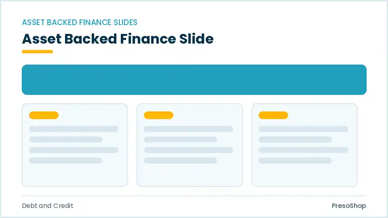 Editable PowerPoint asset backed finance slide template, built from recolourable native shapes for debt and credit decks