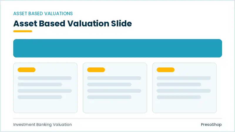 Editable PowerPoint asset based valuation slide template, built from recolourable native shapes for investment banking valuation decks