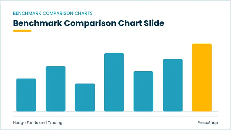 Editable PowerPoint benchmark comparison chart slide template, built from recolourable native shapes for hedge funds and trading decks