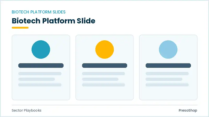 Editable PowerPoint biotech platform slide template, built from recolourable native shapes for sector playbooks decks