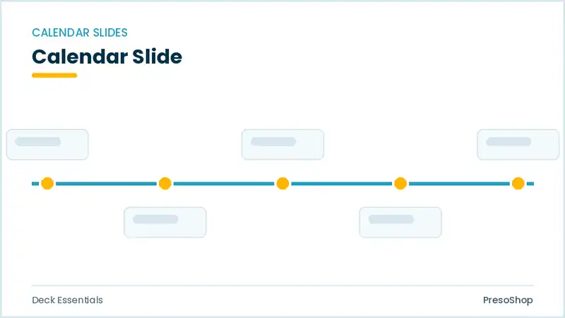Editable PowerPoint calendar slide template, built from recolourable native shapes for deck essentials decks
