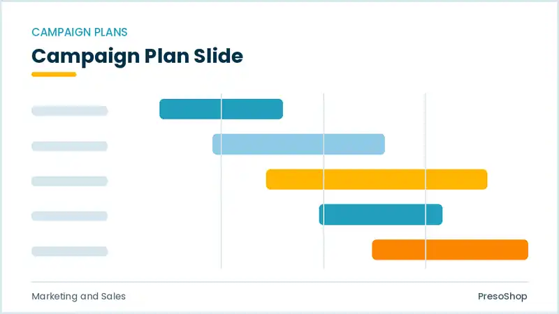 Editable PowerPoint campaign plan slide template, built from recolourable native shapes for marketing and sales decks
