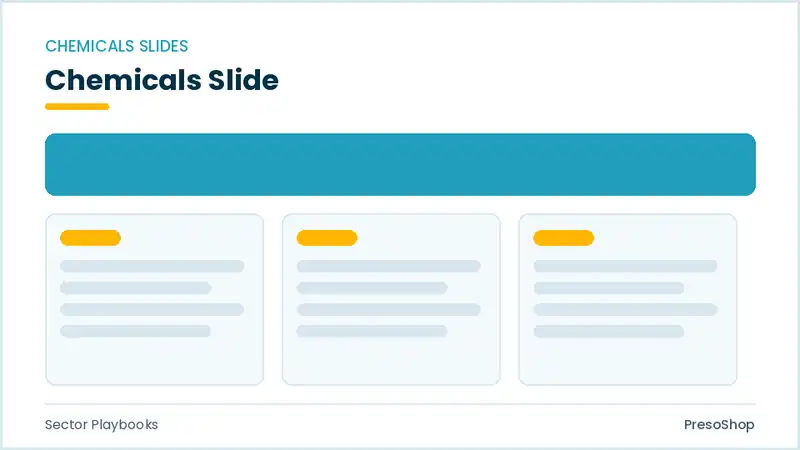 Editable PowerPoint chemicals slide template, built from recolourable native shapes for sector playbooks decks