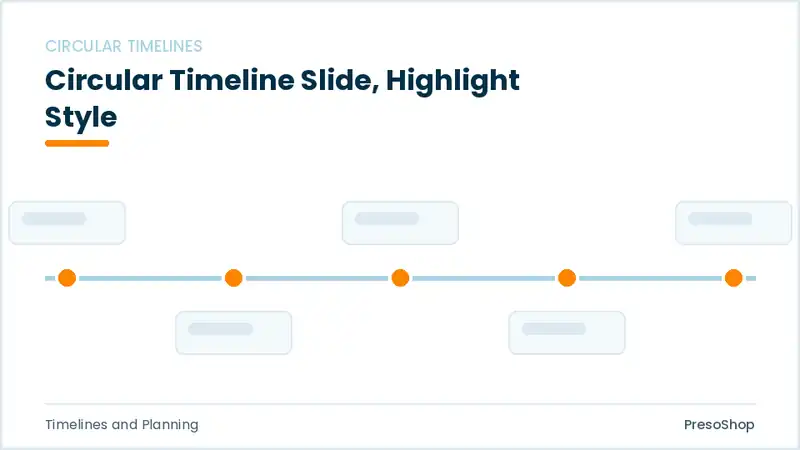Editable PowerPoint circular timeline slide template with an accented takeaway, built from recolourable native shapes for timelines and planning decks