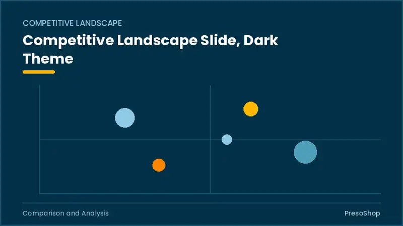 Editable PowerPoint competitive landscape slide template in a dark theme, built from recolourable native shapes for comparison and analysis decks