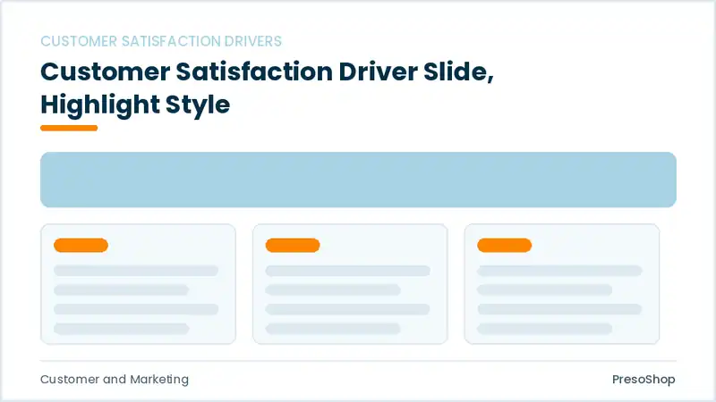 Editable PowerPoint customer satisfaction driver slide template with an accented takeaway, built from recolourable native shapes for customer and marketing decks