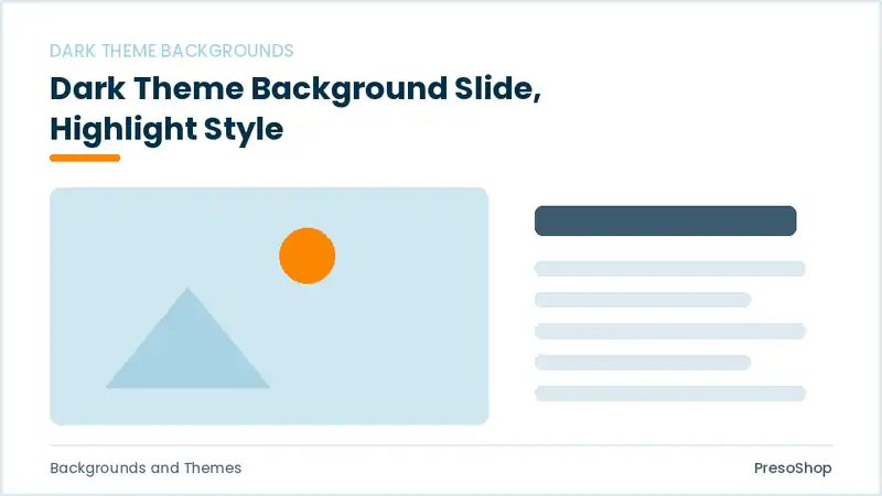 Editable PowerPoint dark theme background slide template with an accented takeaway, built from recolourable native shapes for backgrounds and themes decks