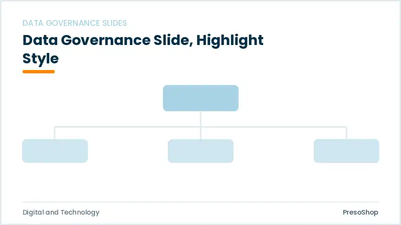 Editable PowerPoint data governance slide template with an accented takeaway, built from recolourable native shapes for digital and technology decks