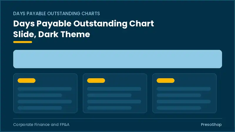 Editable PowerPoint days payable outstanding chart slide template in a dark theme, built from recolourable native shapes for corporate finance and fp&a decks