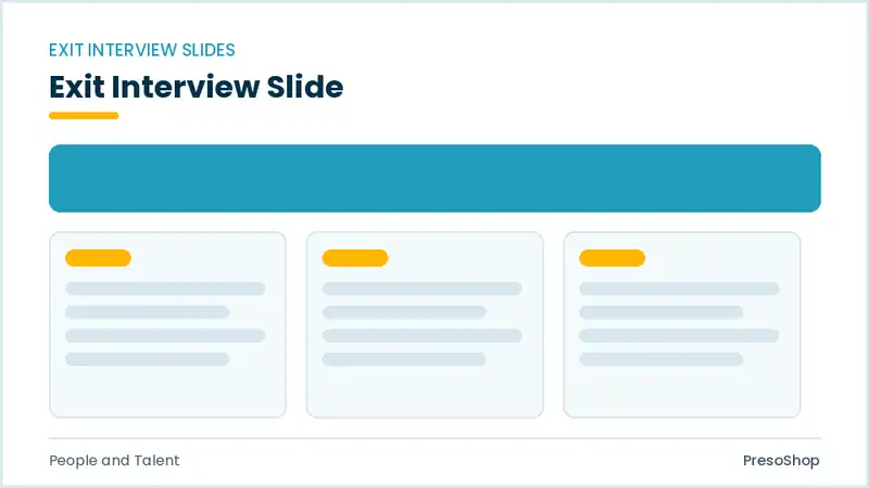 Editable PowerPoint exit interview slide template, built from recolourable native shapes for people and talent decks