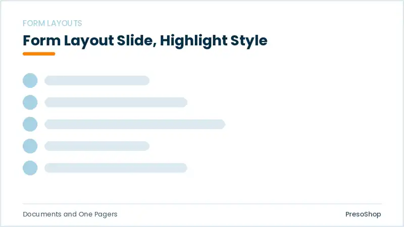 Editable PowerPoint form layout slide template with an accented takeaway, built from recolourable native shapes for documents and one pagers decks