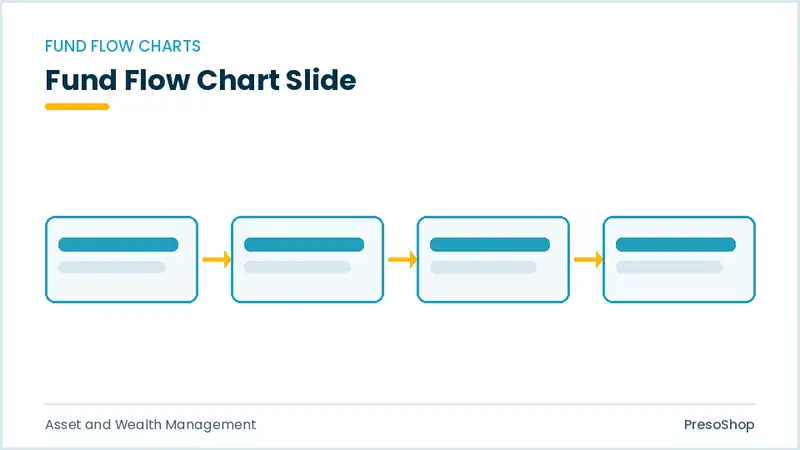 Editable PowerPoint fund flow chart slide template, built from recolourable native shapes for asset and wealth management decks