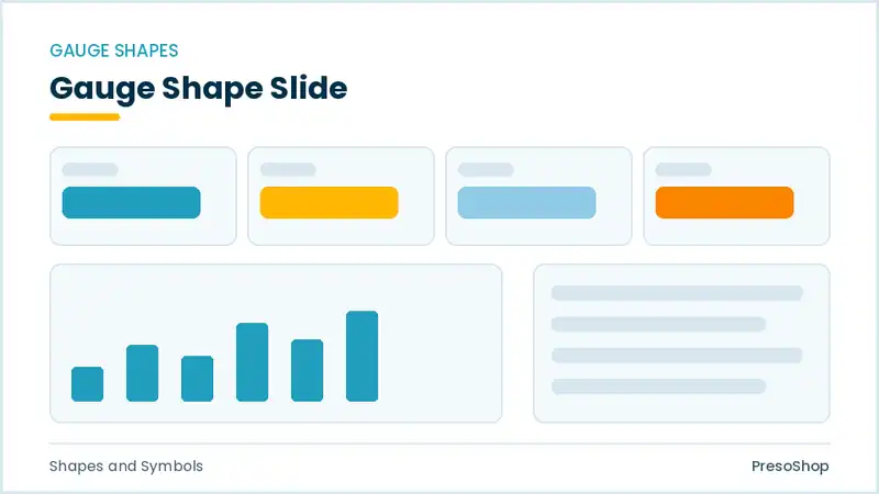 Editable PowerPoint gauge shape slide template, built from recolourable native shapes for shapes and symbols decks