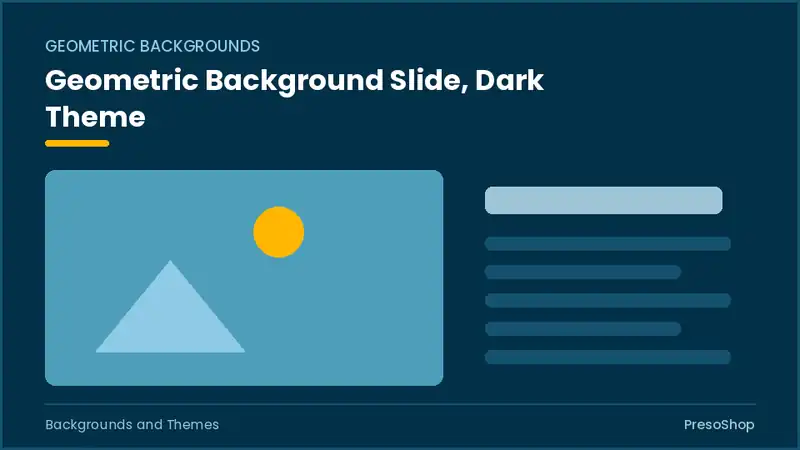 Editable PowerPoint geometric background slide template in a dark theme, built from recolourable native shapes for backgrounds and themes decks