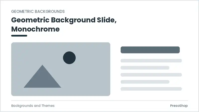 Editable PowerPoint geometric background slide template in a monochrome treatment, built from recolourable native shapes for backgrounds and themes decks