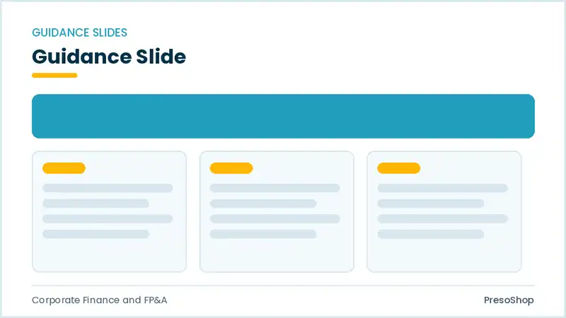 Editable PowerPoint guidance slide template, built from recolourable native shapes for corporate finance and fp&a decks