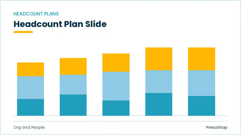 Editable PowerPoint headcount plan slide template, built from recolourable native shapes for org and people decks