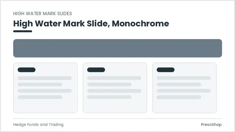 Editable PowerPoint high water mark slide template in a monochrome treatment, built from recolourable native shapes for hedge funds and trading decks