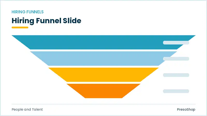 Editable PowerPoint hiring funnel slide template, built from recolourable native shapes for people and talent decks