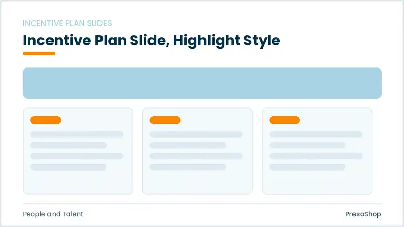 Editable PowerPoint incentive plan slide template with an accented takeaway, built from recolourable native shapes for people and talent decks