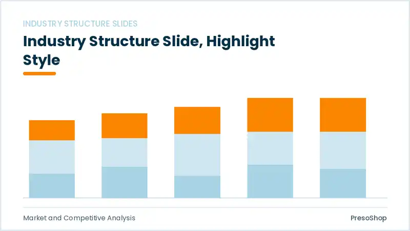 Editable PowerPoint industry structure slide template with an accented takeaway, built from recolourable native shapes for market and competitive analysis decks