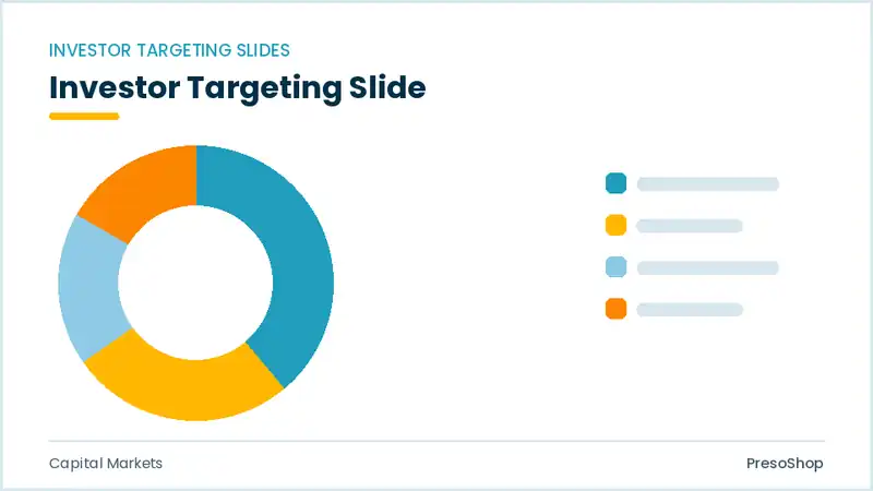 Editable PowerPoint investor targeting slide template, built from recolourable native shapes for capital markets decks
