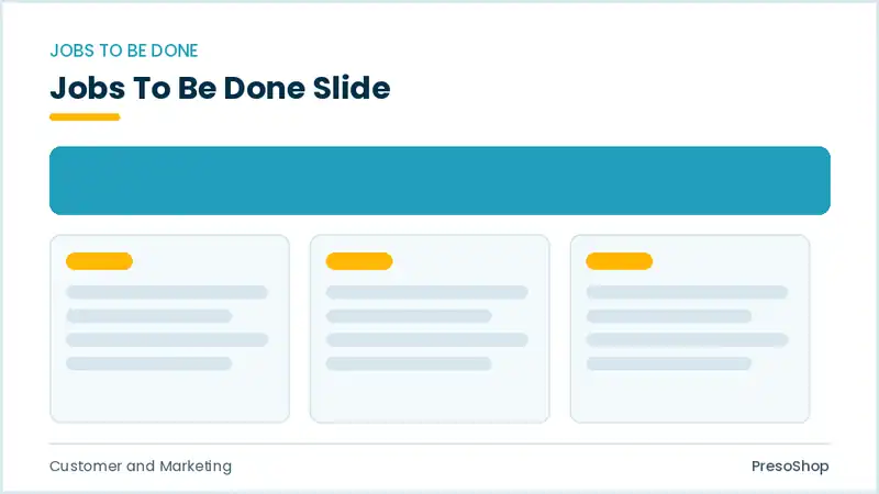 Editable PowerPoint jobs to be done slide template, built from recolourable native shapes for customer and marketing decks