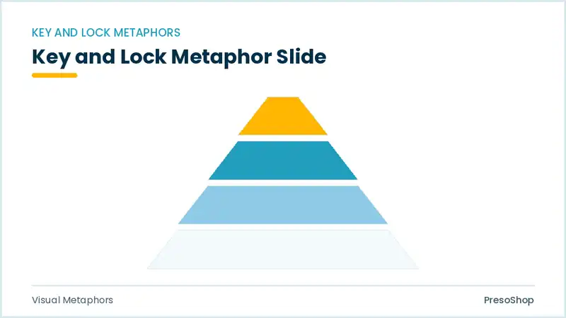 Editable PowerPoint key and lock metaphor slide template, built from recolourable native shapes for visual metaphors decks