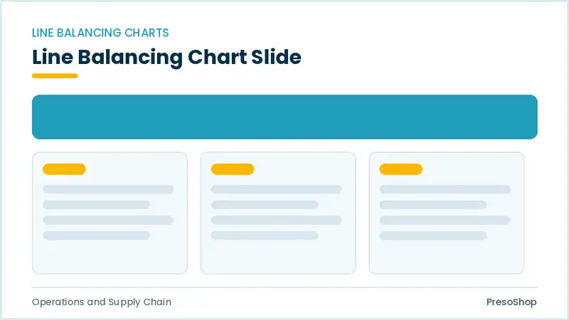 Editable PowerPoint line balancing chart slide template, built from recolourable native shapes for operations and supply chain decks