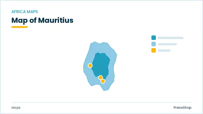 Editable PowerPoint outline map of Mauritius in Africa, drawn as recolourable vector shapes for market and territory slides