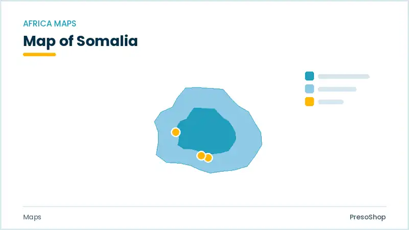 Editable PowerPoint outline map of Somalia in Africa, drawn as recolourable vector shapes for market and territory slides