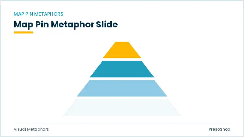 Editable PowerPoint map pin metaphor slide template, built from recolourable native shapes for visual metaphors decks