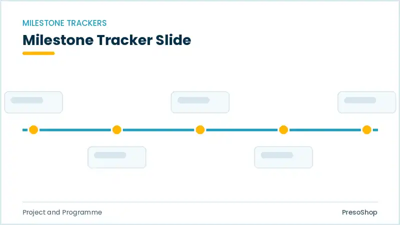 Editable PowerPoint milestone tracker slide template, built from recolourable native shapes for project and programme decks