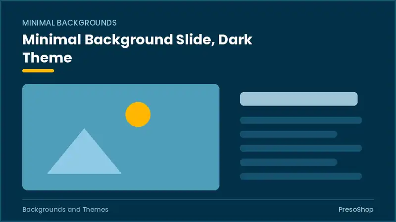 Editable PowerPoint minimal background slide template in a dark theme, built from recolourable native shapes for backgrounds and themes decks