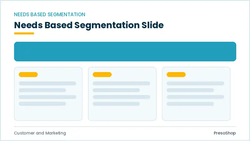 Editable PowerPoint needs based segmentation slide template, built from recolourable native shapes for customer and marketing decks
