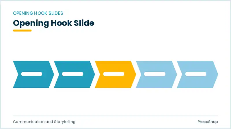 Editable PowerPoint opening hook slide template, built from recolourable native shapes for communication and storytelling decks