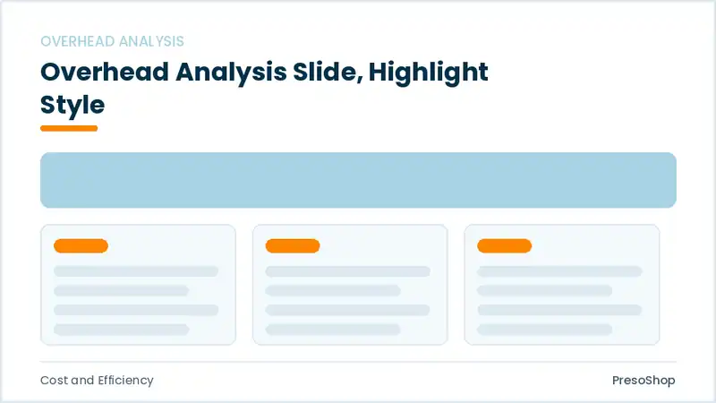 Editable PowerPoint overhead analysis slide template with an accented takeaway, built from recolourable native shapes for cost and efficiency decks