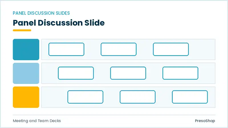 Editable PowerPoint panel discussion slide template, built from recolourable native shapes for meeting and team decks decks