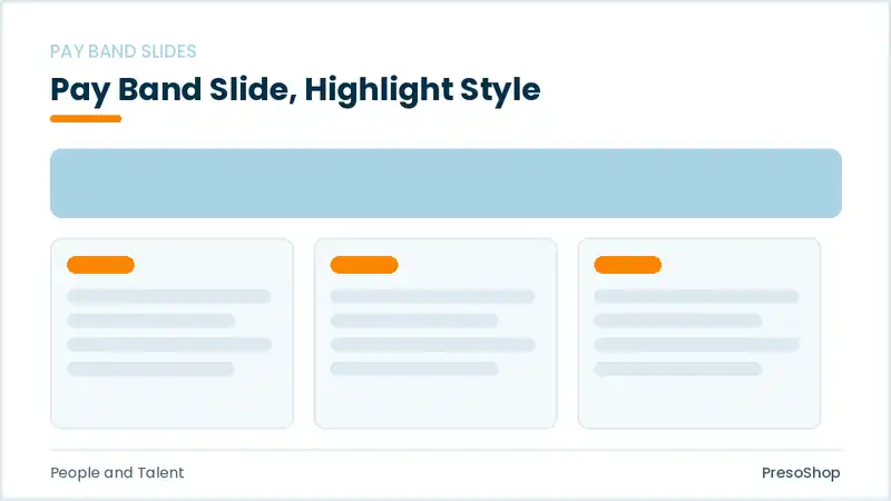 Editable PowerPoint pay band slide template with an accented takeaway, built from recolourable native shapes for people and talent decks