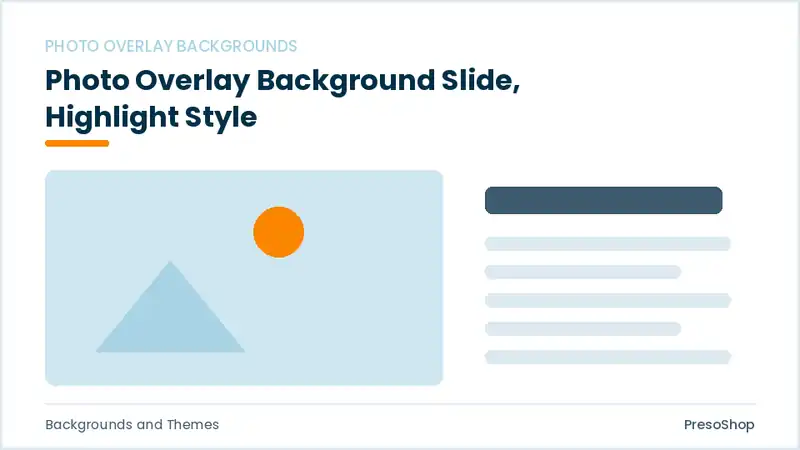Editable PowerPoint photo overlay background slide template with an accented takeaway, built from recolourable native shapes for backgrounds and themes decks