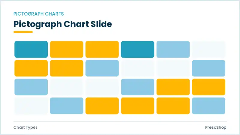 Editable PowerPoint pictograph chart slide template, built from recolourable native shapes for chart types decks