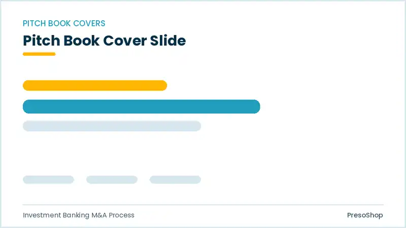 Editable PowerPoint pitch book cover slide template, built from recolourable native shapes for investment banking m&a process decks