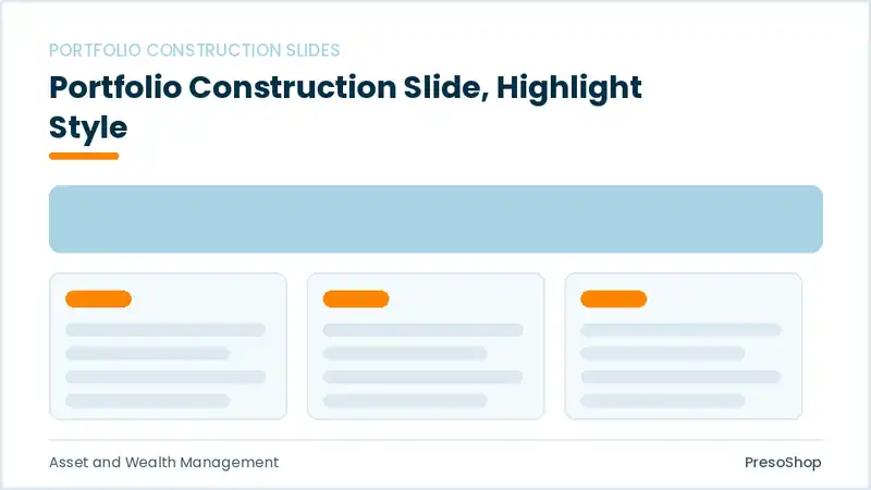 Editable PowerPoint portfolio construction slide template with an accented takeaway, built from recolourable native shapes for asset and wealth management decks