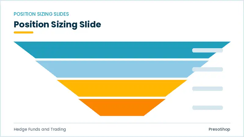Editable PowerPoint position sizing slide template, built from recolourable native shapes for hedge funds and trading decks
