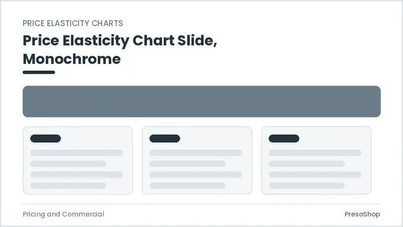 Editable PowerPoint price elasticity chart slide template in a monochrome treatment, built from recolourable native shapes for pricing and commercial decks