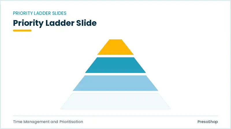 Editable PowerPoint priority ladder slide template, built from recolourable native shapes for time management and prioritisation decks