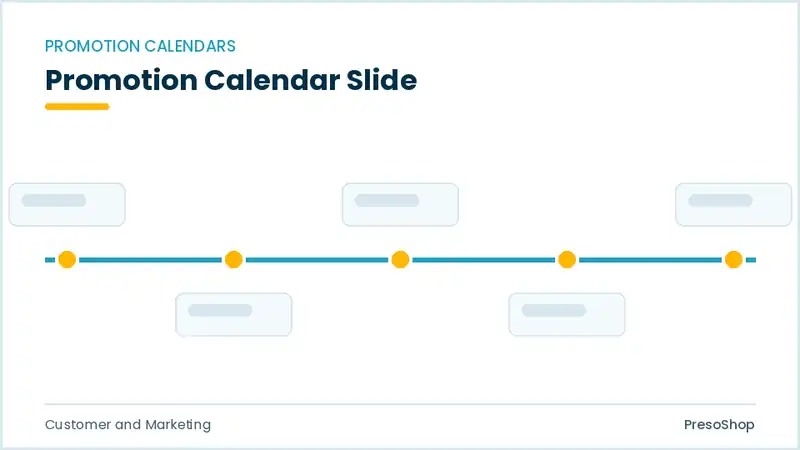 Editable PowerPoint promotion calendar slide template, built from recolourable native shapes for customer and marketing decks